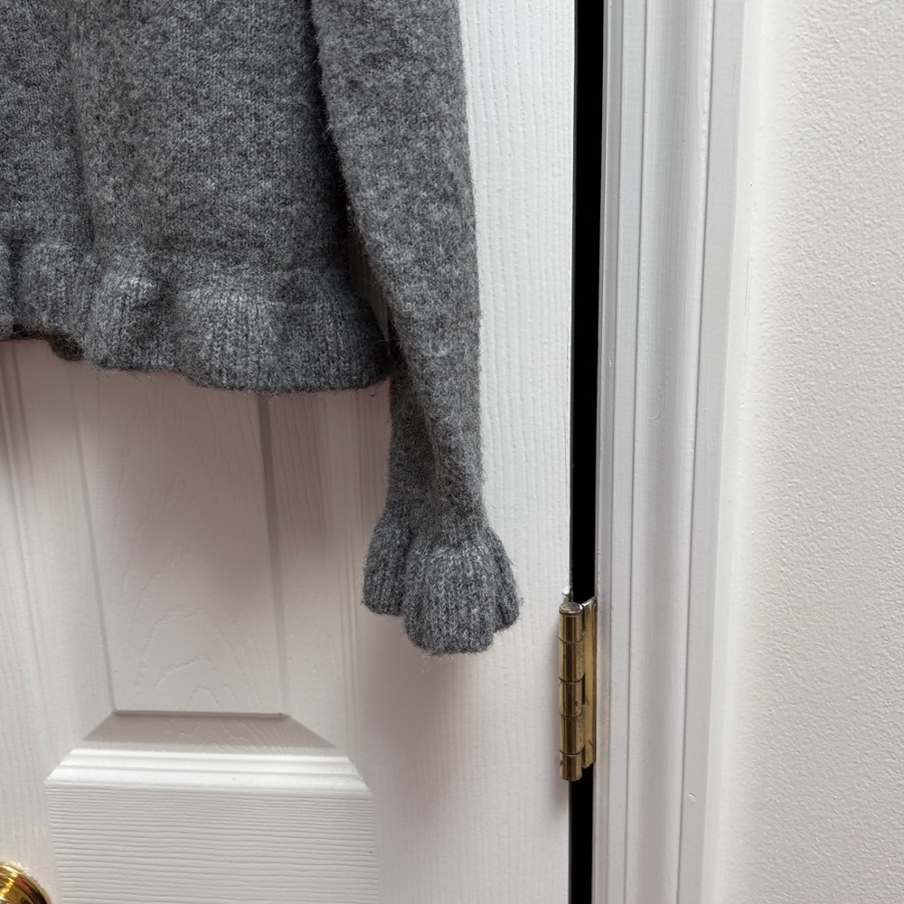 Zara Gray Ruffle-Trim Button Cardigan - Picture 3 of 7